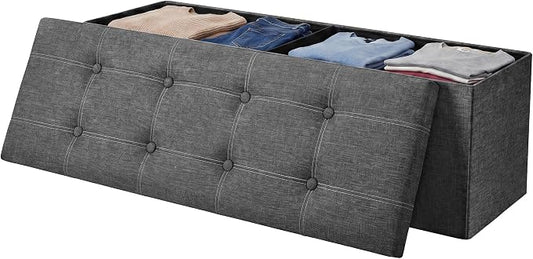 SONGMICS Home Storage Ottoman, 35 Gallons End of Bed Bench, 15.2 x 43.2 x 15.2 Inches, for Bedroom, Entryway, Living Room, Dark Gray