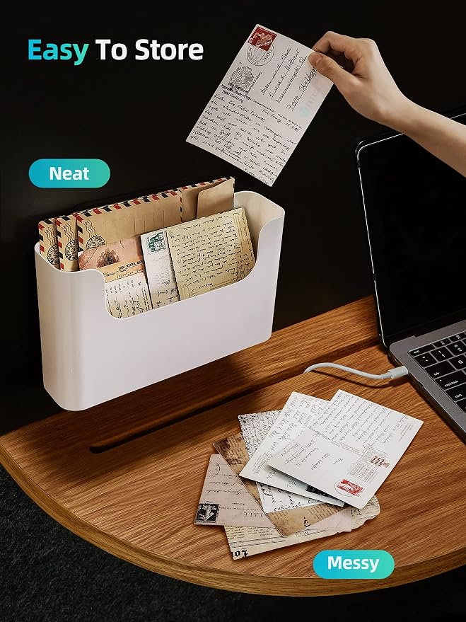 Wall Mount File Organizer Holder Mail Holder No Drilling Wall Pocket for Office, Home, Classroom, Camper, Organize Your Magazine, Book, Bills, Mail, Paperwork, Homework(Cream White, 1 PCS)