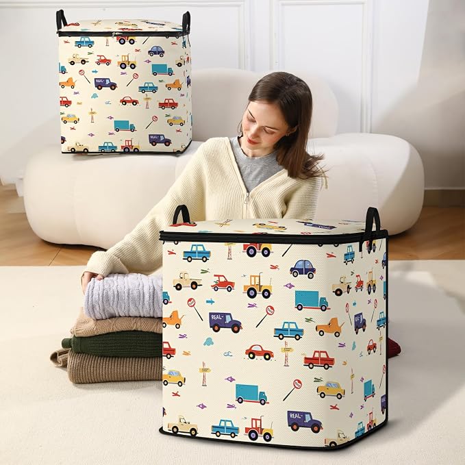 2pcs blanket storage bag for under bed,closet organizers 95L | quilt duvet sweater sheet bedding pillow clothes storage for closet,dorm moving essentials containers with portable handles