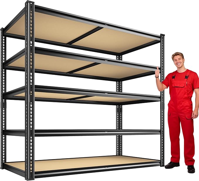ROOMFAVE 40" W Garage Shelving 2300LBS Storage Shelves Adjustable Metal Shelving 5 Tier Garage Utility Rack Shelf for Warehouse, Pantry, Closet, Kitchen 72.2" H x 40" W x 20" D, Black,Gift