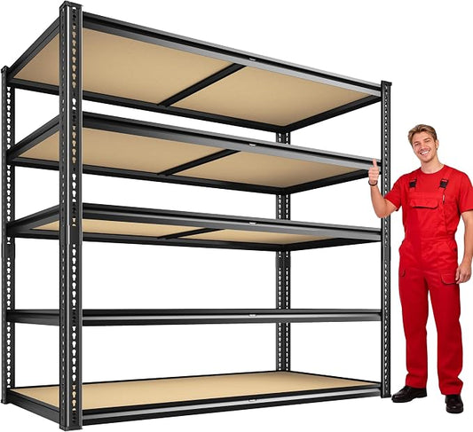 ROOMFAVE 40" W Garage Shelving 2300LBS Storage Shelves Adjustable Metal Shelving 5 Tier Garage Utility Rack Shelf for Warehouse, Pantry, Closet, Kitchen 72.2" H x 40" W x 20" D, Black,Gift