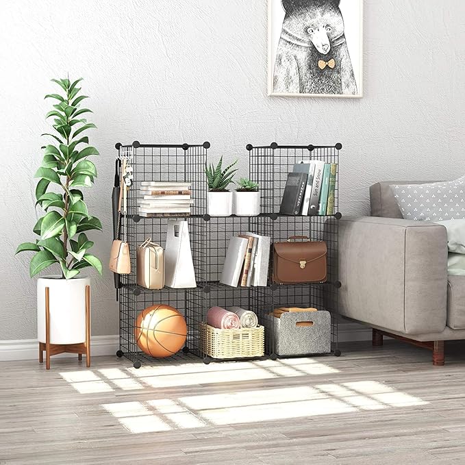 C&AHOME Wire Cube Storage, 8-Cube Organizer Metal C Grids Storage, Storage Bins Shelving, Modular Book Shelf, DIY Closet Cabinet Ideal for Living Room, Home, Office 24.8" L x 12.4" W x 48.4" H Black | Storage Bins Shelving, Modular Shelves, DIY Closet ...