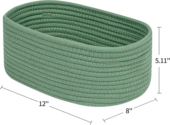 CubesLand Cube Shelf Closet Storage Rope Cotton Baskets Bins Set 2 | Woven Basket for Organizing/Storage,Long-lasting &Skin-friendly Toy Storage Basket Bin,Stylish Room Decor ,Green