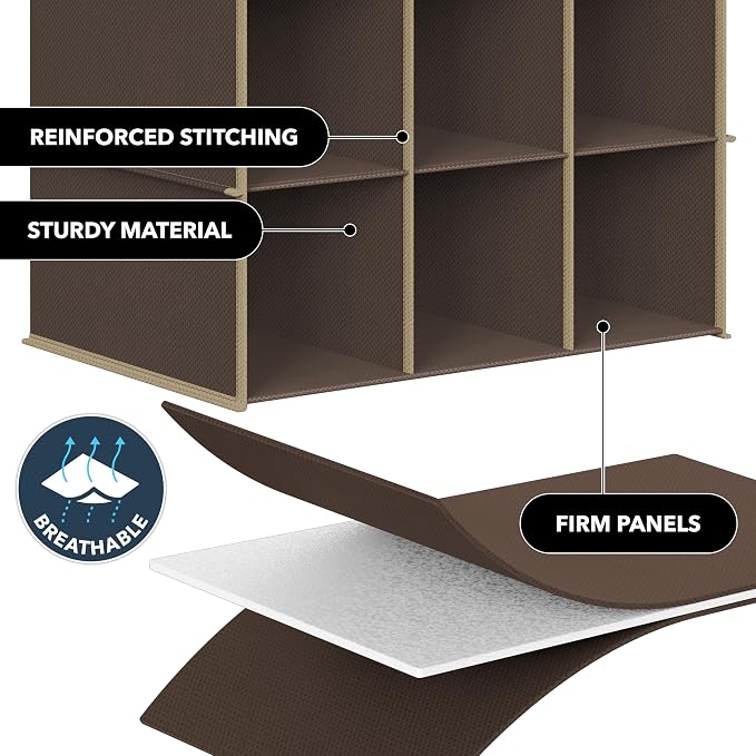 Simple Houseware 24 Section Shelves Hanging Shoes Organizer, Brown | 3 Metal Hooks, 8 Tier, Holds Up to 24 lbs