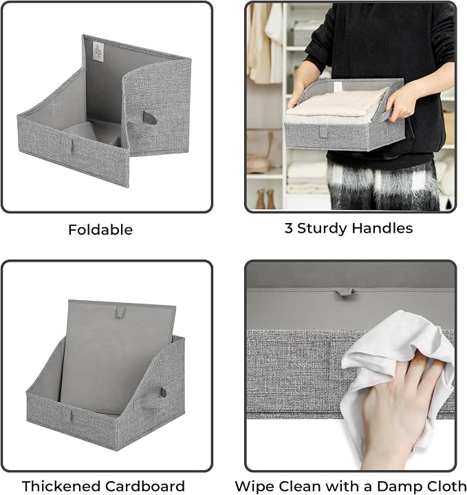 GRANNY SAYS Trapezoid Closet Storage Bins, Small, Dark Gray, 3-Pack | Fabric Storage Bins for Closet Shelves, Cube Shelf, Closet Organizers and Storage for Clothes, Purse, Toys, Towels
