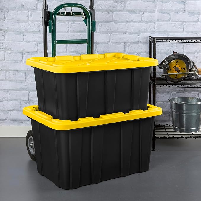 Sterilite 24-Pack Industrial Tote, Plastic Storage Container Bins with Lids, 17 Gallon - Heavy-Duty Organizing Containers for Closet, Bathroom, and Office