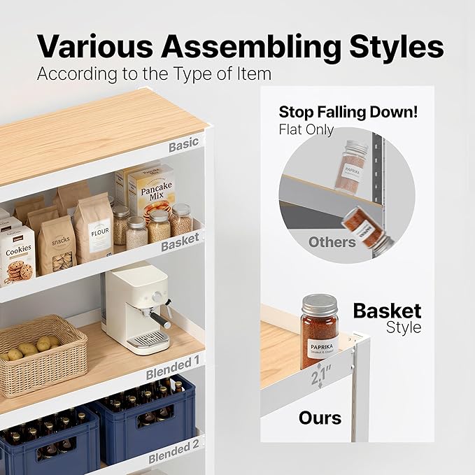 White 48.1" Deep 5 Tier Storage Shelves Garage Shelving Unit | Adjustable boltless metal shelving for pantry, closet, kitchen, basement, garage and warehouse