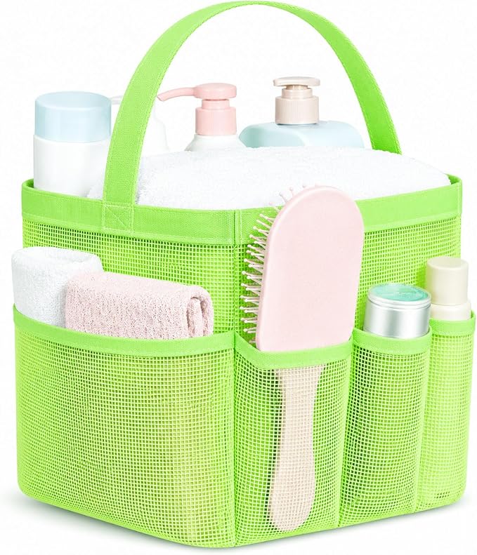 Mesh Shower Caddy Portable - 9 Pockets for College Dorm Room Essential | Large Capacity Mesh Shower Caddy with 9 Pockets, Portable Hanging Toiletry Bag for College Dorm, Gym, Camping and Beach