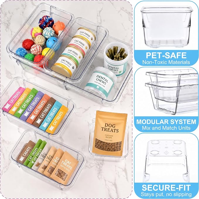 14 Pcs Expandable Clear Drawer Organizer|3-Size Extendable Drawer Dividers | Adjustable Plastic Storage Boxes, Arcrylic Storage Bins for Makeup Vanity Drawer Dresser DIY Desk Office Kitchen Utensils
