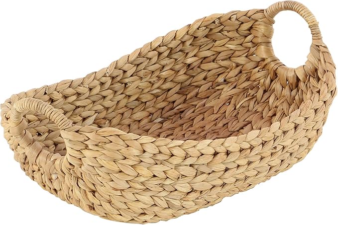 Deco 79 Seagrass Handmade Decorative and Functional Storage Basket Basket Organizer with Metal Handles, Set of 5 Basket for Storage 23", 21", 19", 16", 12"W, Brown