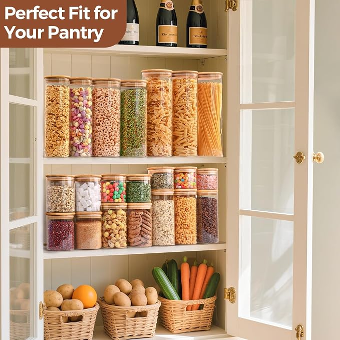 ComSaf Glass Storage Containers With Lids 0.5 Qt, 9 Pack Small Glass Jars | Small Glass Containers, Spice Jar 15oz, Candy, Family Snack Storage, Coffee Bar Organization, Size For Subpackage, BPA Free