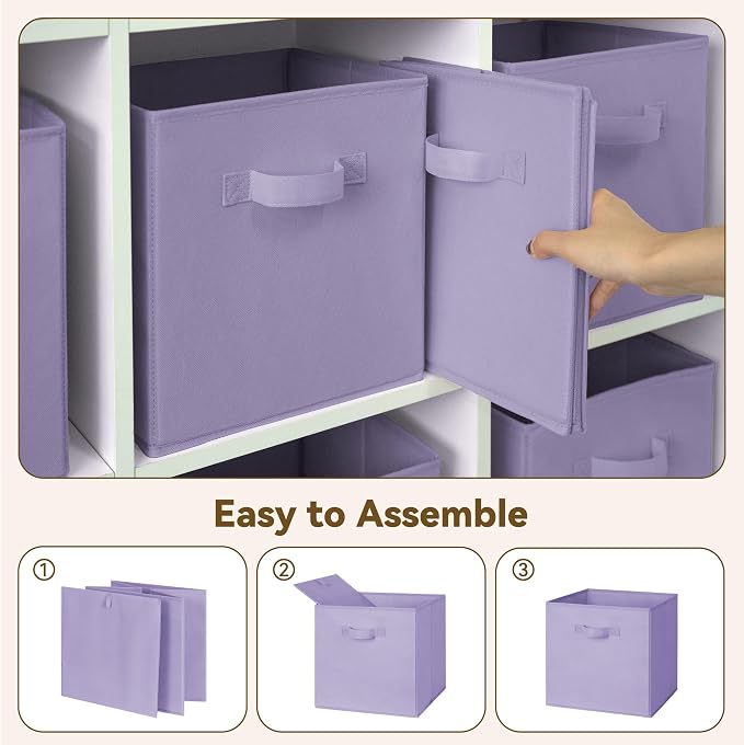 GRANNY SAYS Cube Storage Bins, 11 Inch Cube Storage Organizer, Fabric Collapsible Storage Bins, Storage Cubes for Shelves, Closet, Lavender Purple, 8-Pack