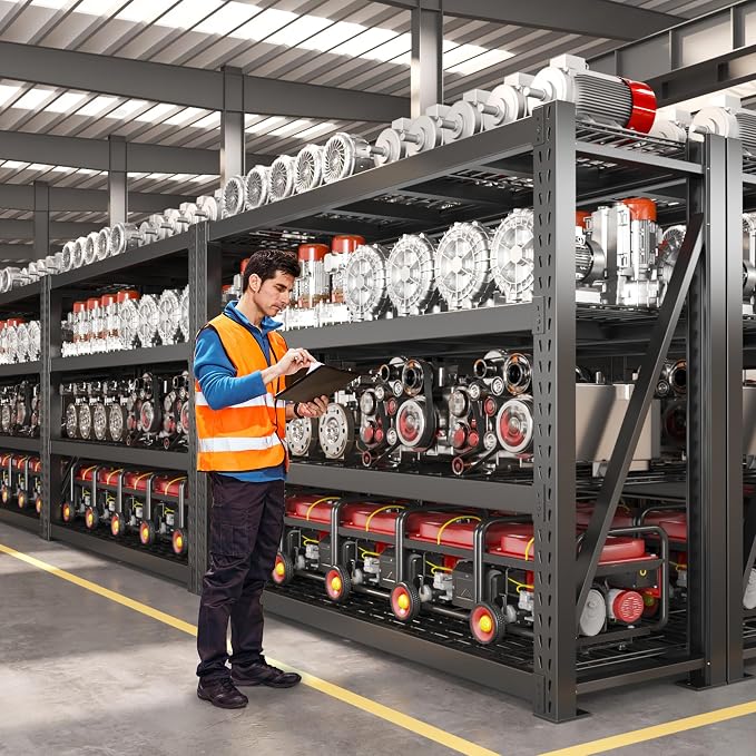 Bepatio 8000LBS Heavy Duty Garage Shelving,77" W Shelves for Industrial | 4-Tier Adjustable Metal Shelving Unit,Rust Proof Large Tall Rack,for BasementsWarehouse Shop Commercial,77"W x 24" D x 72" H