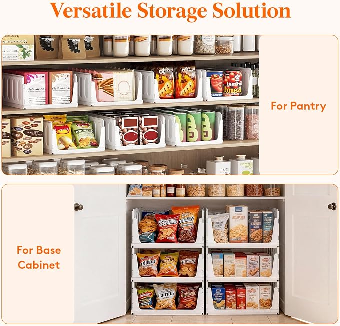 Lifewit 6 Pack Stacking Closet Organizers Shelf for Clothes 16.5" Depth | Plastic Stackable Sweater Storage basket Bins for Wardrobe, Multifunctional Pants Organizer for RV, Pantry, Kitchen, Dorm