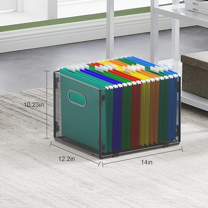 samstar Hanging File Organizer, Mesh File Folder Organizer File Crate File Cabinet Inserts Storage Box, Letter Size