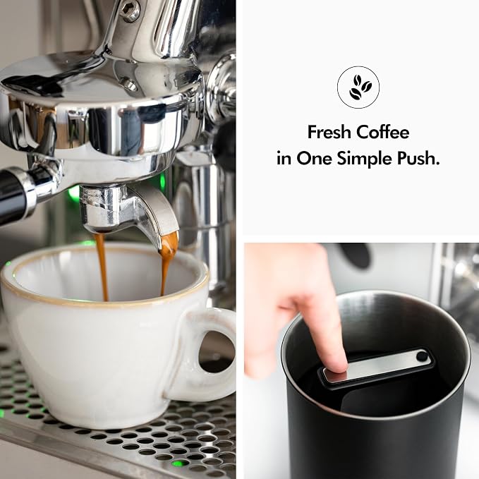 KIVY Vacuum Coffee Canister (Large) - Push Lid Preserves Aroma & Oil - Stainless Steel Airtight Canister - Container for Ground & Coffee Bean Storage - Removes Excess Air