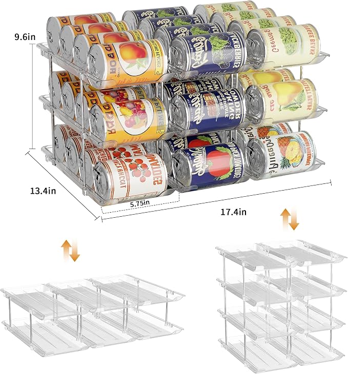 LXLXXL Can Organizer for Pantry Canned Food Storage Holder 3 Tier 2 Packs | Can Drinks Organizer for Pantry Shelf, Stackable Canned Food Storage, Can Storage Rack Holder, Fridge Cabinet Pantry Storage