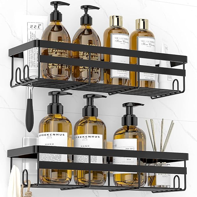 WOWBOX Shower Caddies 2 Pack - Adhesive Hanging Shower Shelf - Bathroom Organizers and Storage, No Drilling Stainless Shower Shelves for Home Decor, Bathroom Accessories | Stainless Steel Shower Shelf, Hanging Shower Organizers for Bathroom Storage, Ho...