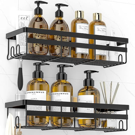 WOWBOX Shower Caddies 2 Pack - Adhesive Hanging Shower Shelf - Bathroom Organizers and Storage, No Drilling Stainless Shower Shelves for Home Decor, Bathroom Accessories | Stainless Steel Shower Shelf, Hanging Shower Organizers for Bathroom Storage, Ho...