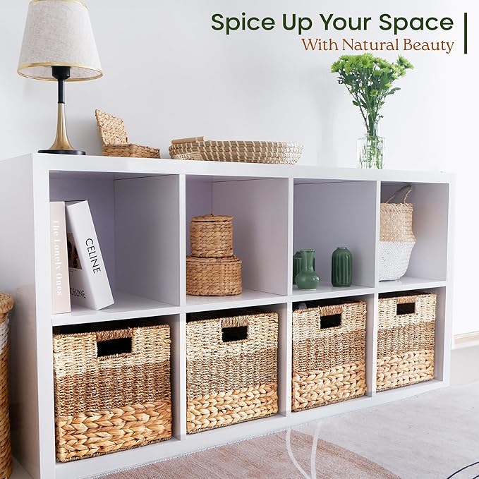 CHI AN HOME 13x13 Wicker Storage Cubes, 13x13x13 Storage Cube Bins Set 4