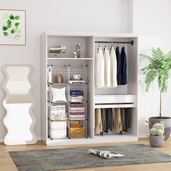 C&AHOME Wire Cube Storage, 8 - Cube Organizer Metal C Grids, Silver Gray | Modular Shelves Units, Closet Organizer, Storage Bins Shelving, Ideal for Home, Office, Living Room