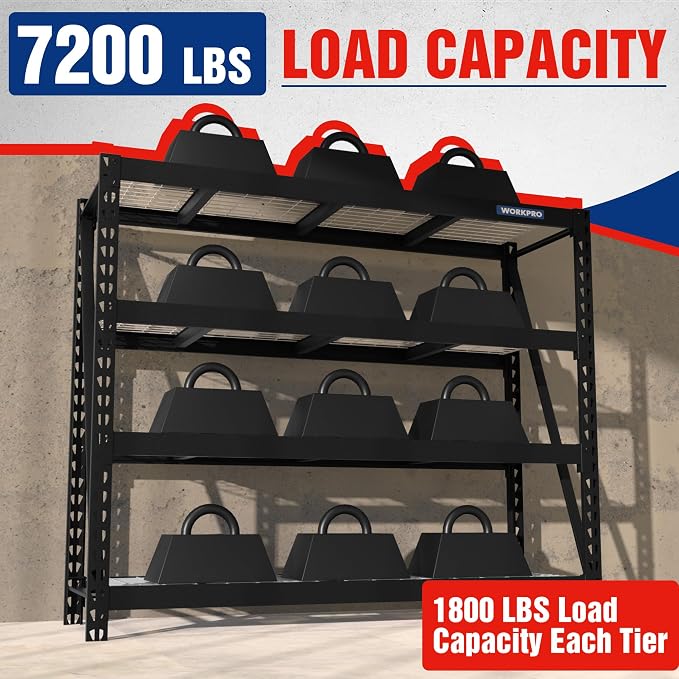 WORKPRO Heavy Duty Metal Garage Shelving, 68" W x 24" D x 65" H, 7200 LBS Load