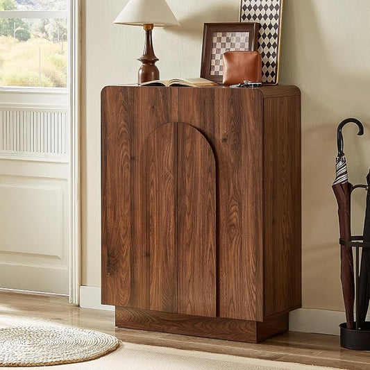 Shoe Storage Cabinet with Doors, Large Shoe Cabinet Storage for Entryway, Wooden 6 Tier Shoe Organizer Cabinets with Adjustable Shelves for Entrance Hallway Living Room Foyer (Walnut)