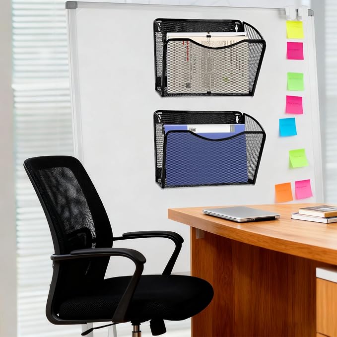 Magnetic File Holder,No Drilling Installation Magnetic File Folder Holder, Magnetic Mail Holder File Organizer for Refrigerat,Whiteboard,Office