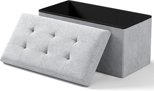 Folding Storage Ottoman Bench, Dark Gray, 30 Inches | Multi-Functional Ottoman Foot Rest, End of Bed Bench, Storage Chest, Living Room, Bedroom, Hallway, Entryway, 600 lb Capacity