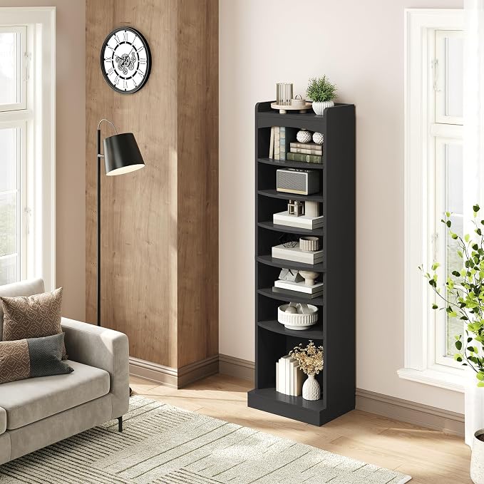 9-Tier Tall Shoe Rack, Wooden Shoe Storage Organizer, Narrow Shoe Cabinet with Removable Shelves for Small Spaces, Holds 18 Pairs of Shoes, for Entrance, Hallway, Black SS22BK