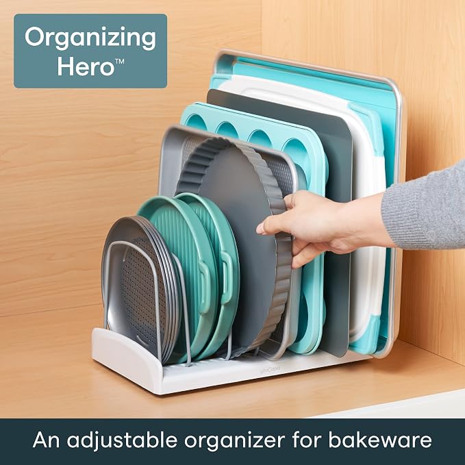 YouCopia StoreMore Bakeware Rack, Adjustable Dividers, Baking Pan Organizer
