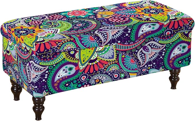 FUANGUI Ottoman Cover Slipcovers Rectangular Folding Stretch | Storage Bench Footrest Sofa Stool Covers Footstool Protector with Elastic Bottom, Removable Washable,Medium