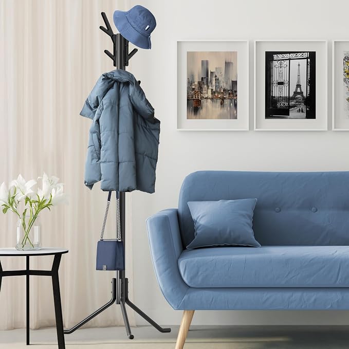 Simple Houseware Standing Coat/Hat Hanger Tree Shaped Rack, 18 Hooks, Black | For Entryway, Bedroom, and Hallway