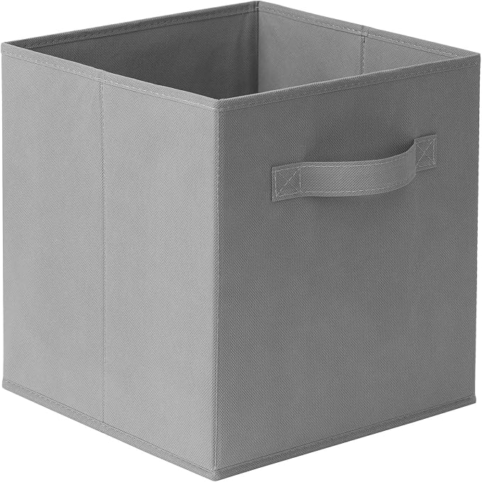 Casafield Set of 6 Collapsible Fabric Cube Storage Bins, Gray - 11" Foldable Cloth Baskets for Shelves, Cubby Organizers & More