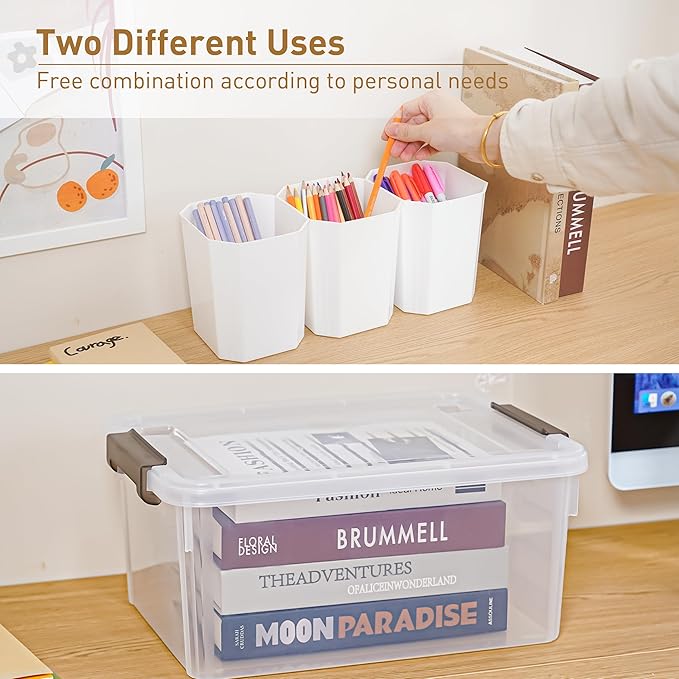 Citylife 17 QT Plastic Storage Bins Clear Storage Box with Lids Multipurpose Stackable Storage Containers for Organizing Tool, Craft, Crayon, 2 Packs