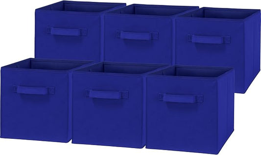 Simple Houseware 11-Inch Foldable Cube Storage Bins, Dark Blue, 6-Pack | Lightweight & Durable Structure Fabric Cubes Organizer for Closet or Shelves