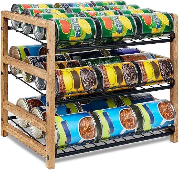 DGWJSU Can Organizer for Pantry 3-Tier, Holds up to 36 Cans Storage | Cans Holders for Pantry, Cabinet, Countertop, Carbonized Brown