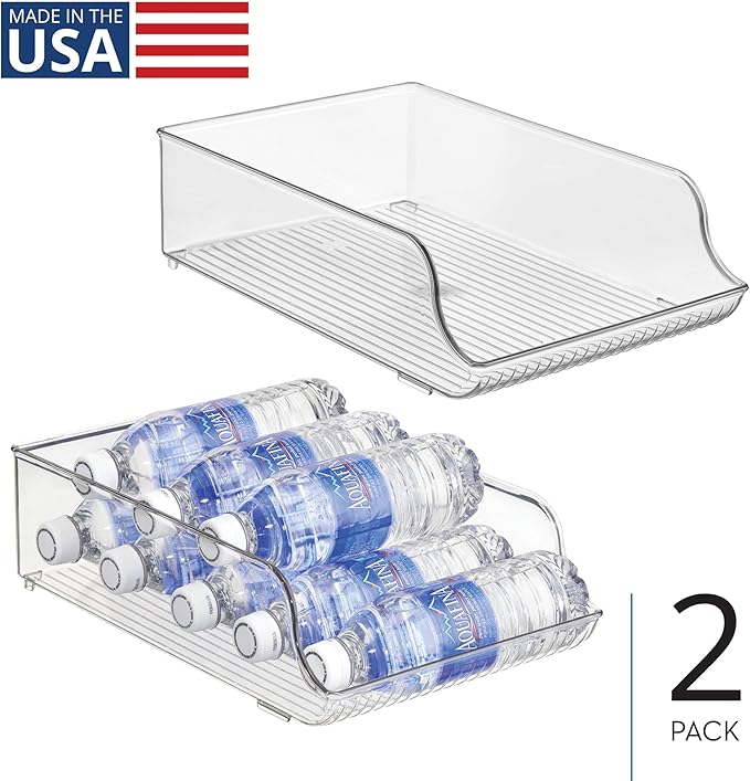 iDesign Plastic Water Bottle Organizer, Clear, 2-Pack | For Fridge, Bottle Holder, For Kitchen and Pantry
