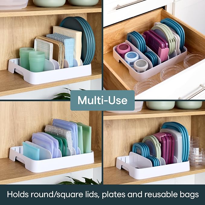 YouCopia StoraLid 24 Container Lid Organizer, Adjustable Plastic Lid Holder