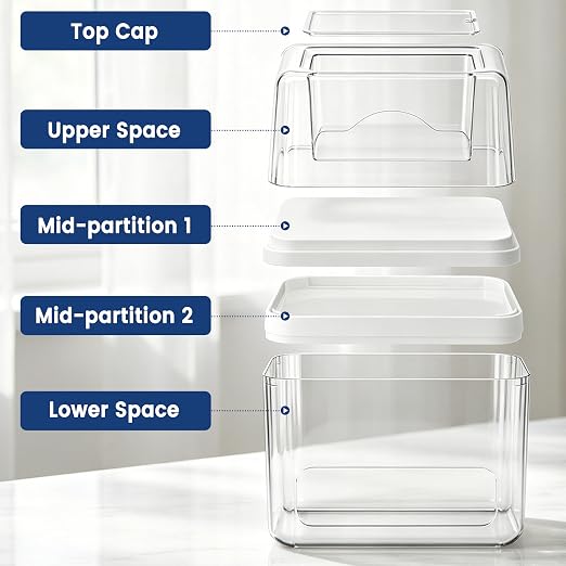 Trash Bag Dispenser with Laundry Pod Storage, Clear Under Sink Organizer | 3-in-1 Stackable Cabinet Bin, Laundry Pod Storage, Trash Bag Dispenser Fits 13/30/33/42 Gallon Garbage Bags