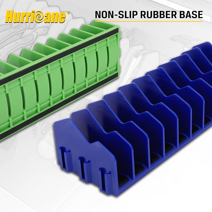 HURRICANE Pliers Organizer Rack with Non-Slip Rubber Base, Extendable Design, Blue and Green, 2 Pack