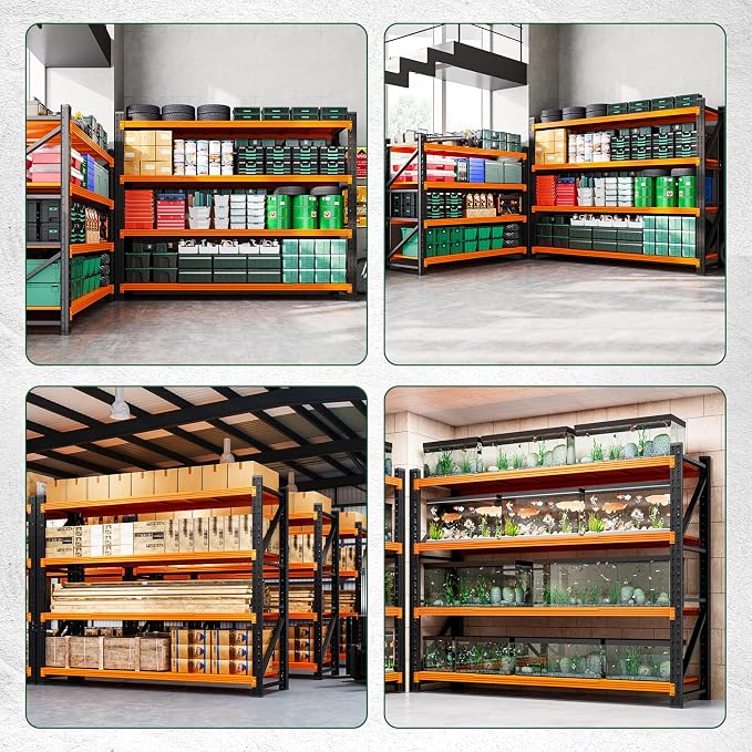 Letaya 6000LBS Heavy Duty Storage Shelves,79" H Metal Garage Shelving Units,4 Tier Large Tall Industrial Shelving,Adjustable Utility Rack Shelf for Warehouse,Basement (Orange, 79" W x 24" D x 79" H)