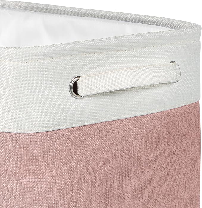 Foldable Storage Bin Collapsible Fabric Storage Basket Cube with Durable Handles Closet Organizer Bins for Organizing Shelves Drawers, Set of 3, 15" x 10" x 9.5", Pink