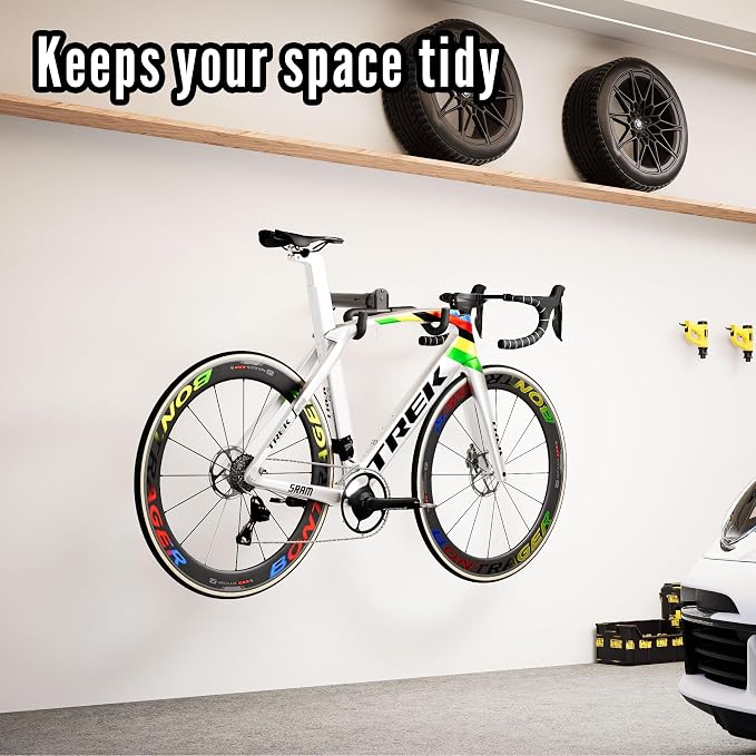 Bicycle Wall Mount Bike Rack Garage Wall Mount Bike Hooks Garage | Bike Storage Rack for Indoor Home Horizontal Bicycle Wall Hanger Heavy Duty Metal Bike Holder for Road Mountain 2 Pack
