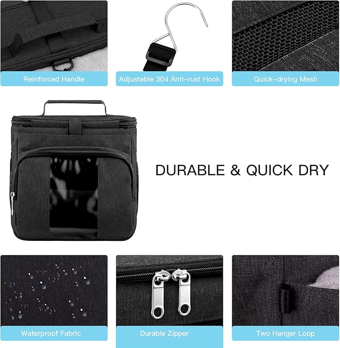Bukere Shower Caddy Tote Bag, Portable Shower Caddy for College Dorm Travel, Separate Compartment, Large Capacity, Quick Dry Mesh Base, Hanging Toiletry Bath Bag for Student, Gym, Camp, Women Men