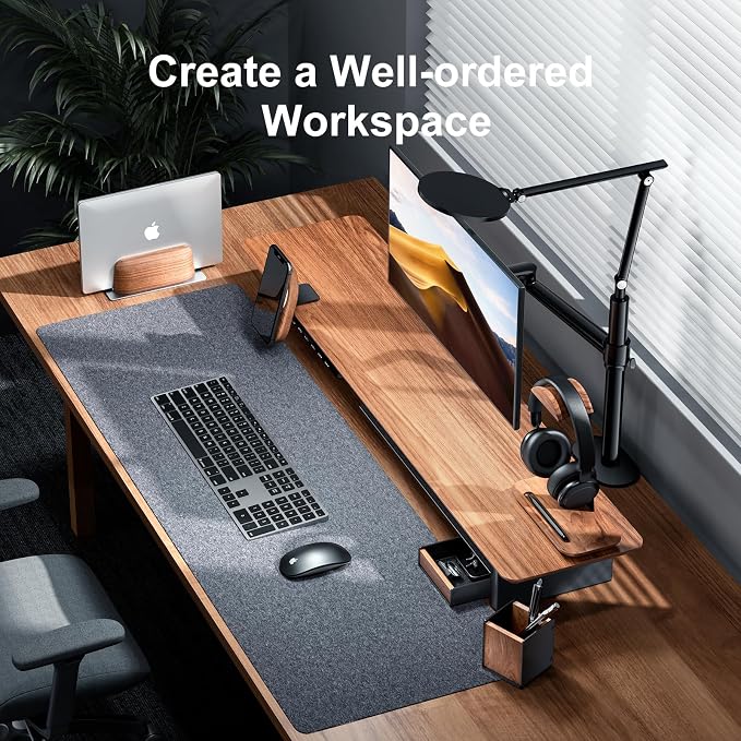 UPERGO Desk Organizer Tray Pen and Pencil Holder Set | Solid Walnut, Aluminum Accent, for Desk & Office Decor, Aesthetic Desk Accessories for Men