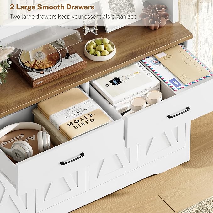 Storage Cabinet with Doors and Drawers, Pantry Cabinets, 5 Tier Floor Standing Bookshelves, Bookshelf and Bookcase, 8 Open Storage Shelves and Printer Stand for Study, Living Room, Office