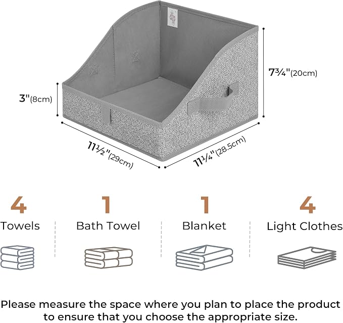GRANNY SAYS Trapezoid Closet Storage Bins, Small, Gray, 3-Pack | Fabric Storage Bins for Closet Shelves, Cube Shelf, Closet Organizers and Storage for Clothes, Purse, Toys, Towels