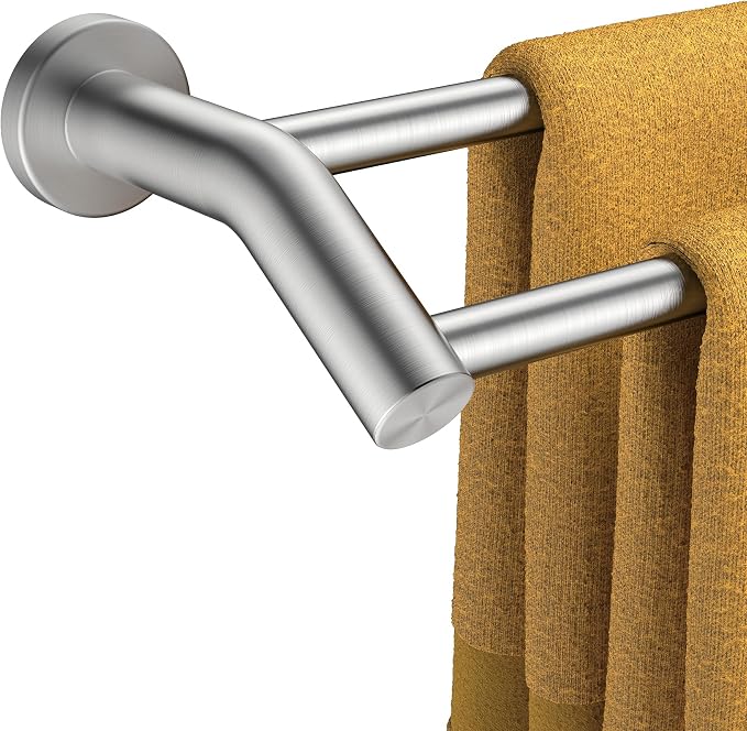 FORIOUS Double Towel Bar 24", Bathroom Towel Holder Rod Brushed Nickel | Heavy Duty Towel Racks for Bathroom Bedroom, Space Saving, Rustproof, Stainless Steel Towel Holder, Total Length 26 Inch