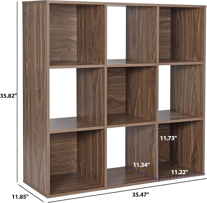 9-Cube Storage Organizer,Wooden Bookshelf Cube Storage,Freestanding Bookcase w/5 Removable Back Panels,Display Shelf Bedroom, Living Room, Home,Office,Study,Natural